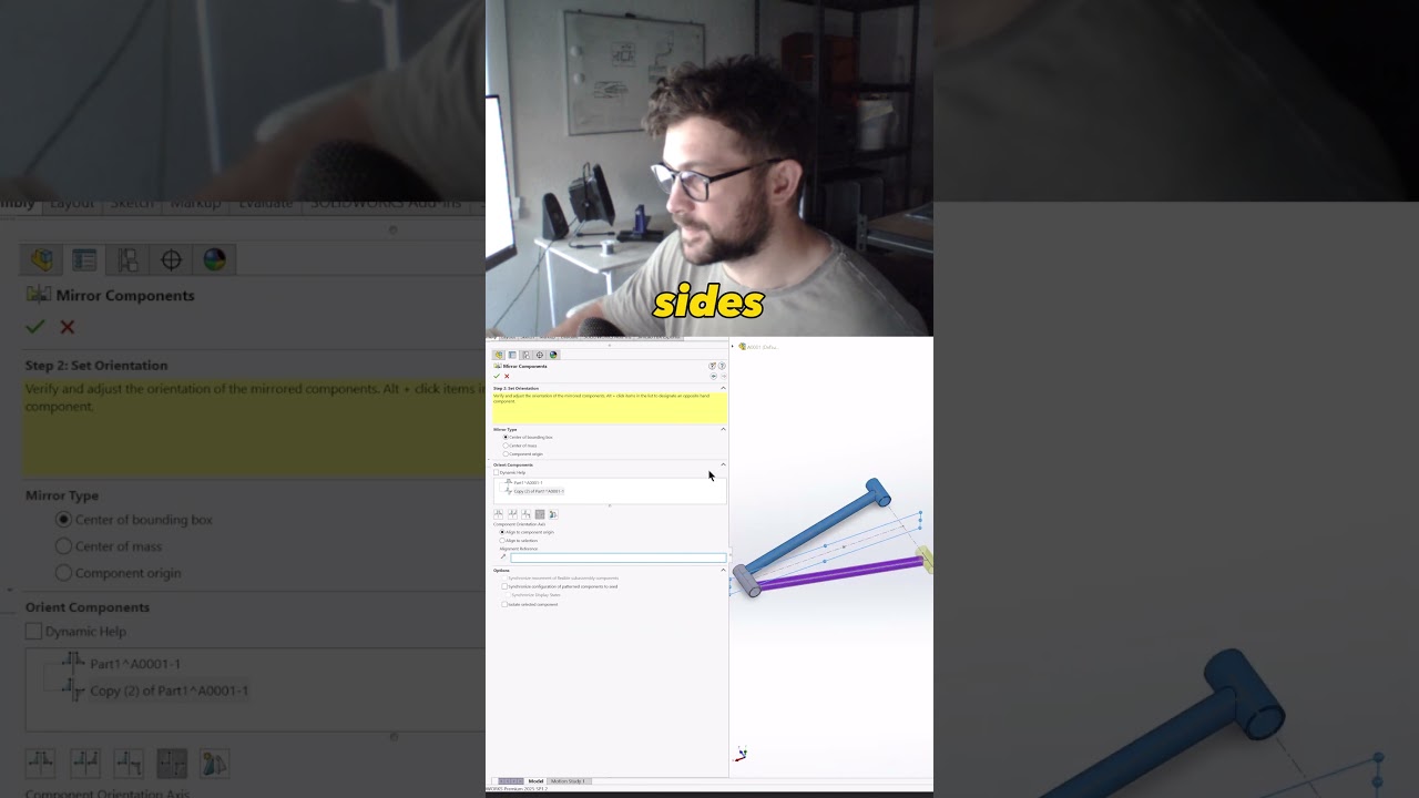 SOLIDWORKS mirrored wrong? 👀 Click the hidden arrow for the real fix! #SolidWorks #design