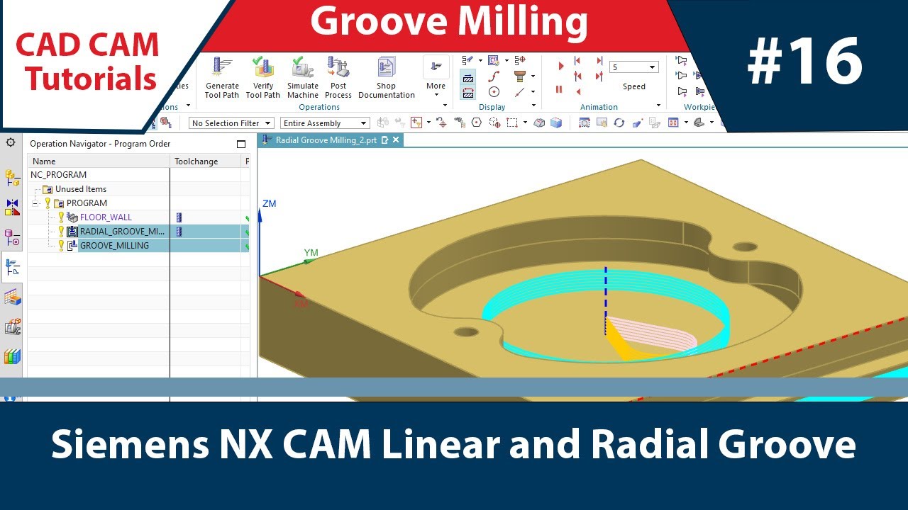 Siemens NX CAM: DAY _16 NX CAM Radial and Linear Groove milling #milling #groove #radial #linear