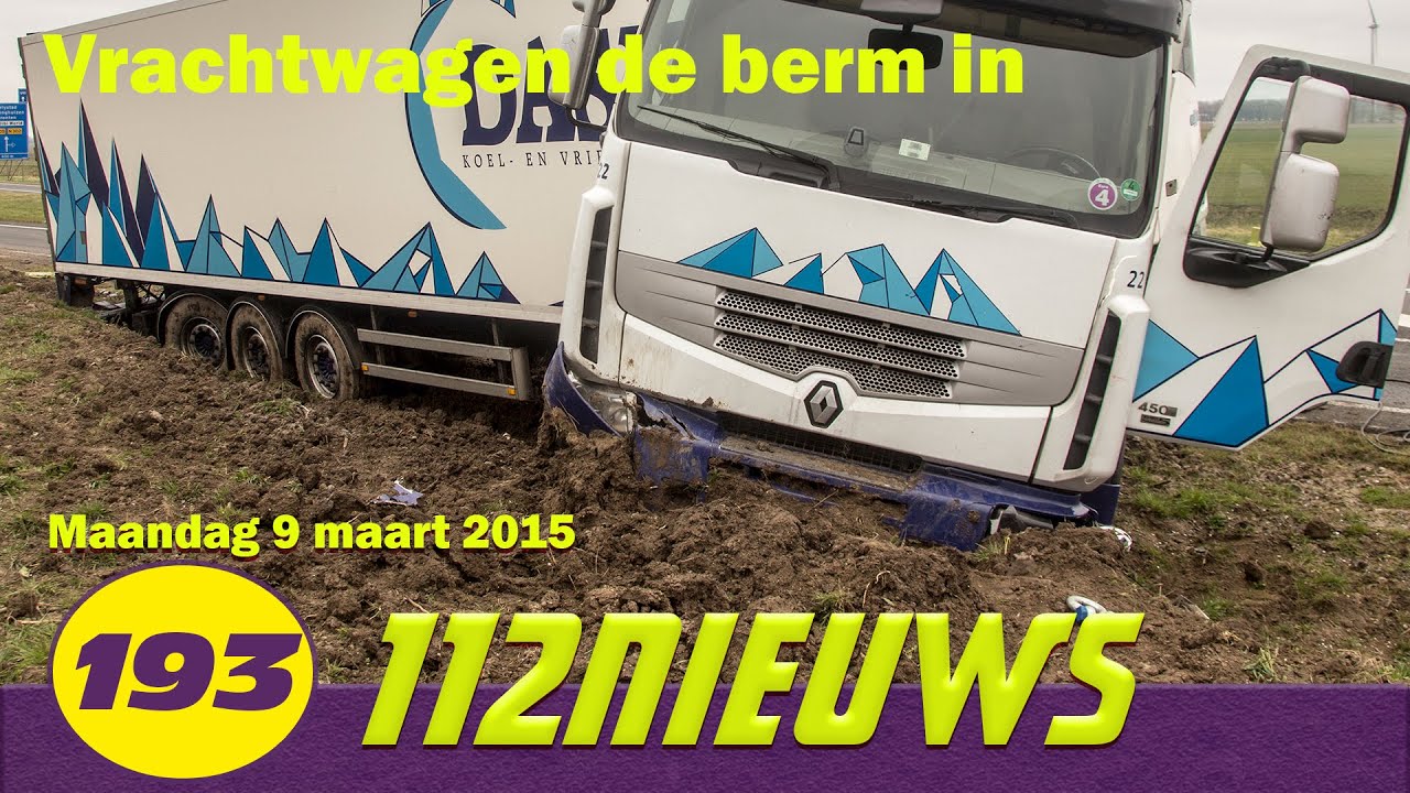 Vrachtwagen de berm in (2015) bij Zeewolde