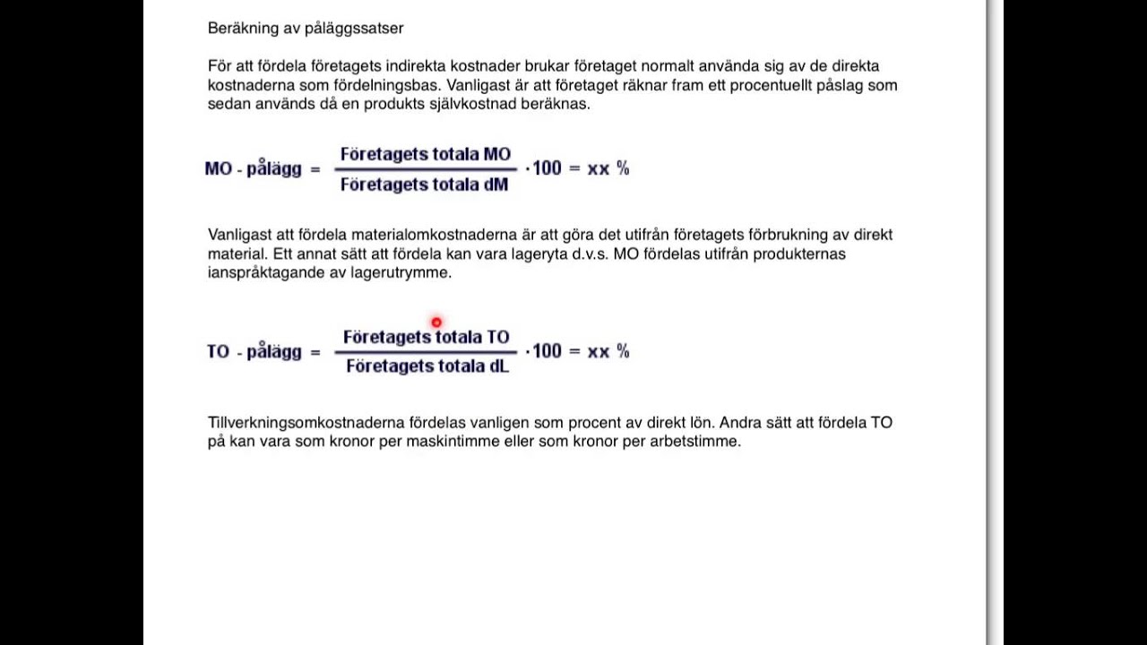 Påläggskalkylering