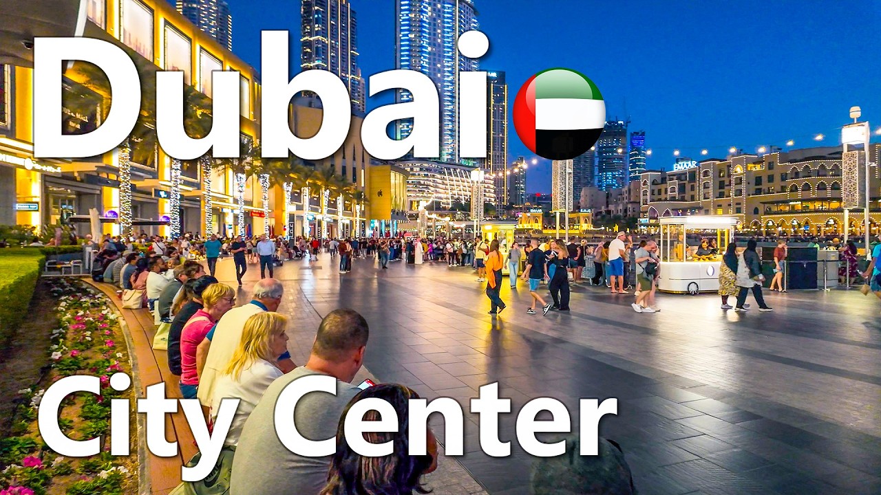 Dubai Downtown Night Walk: Summer Evening in the City 4K UHD