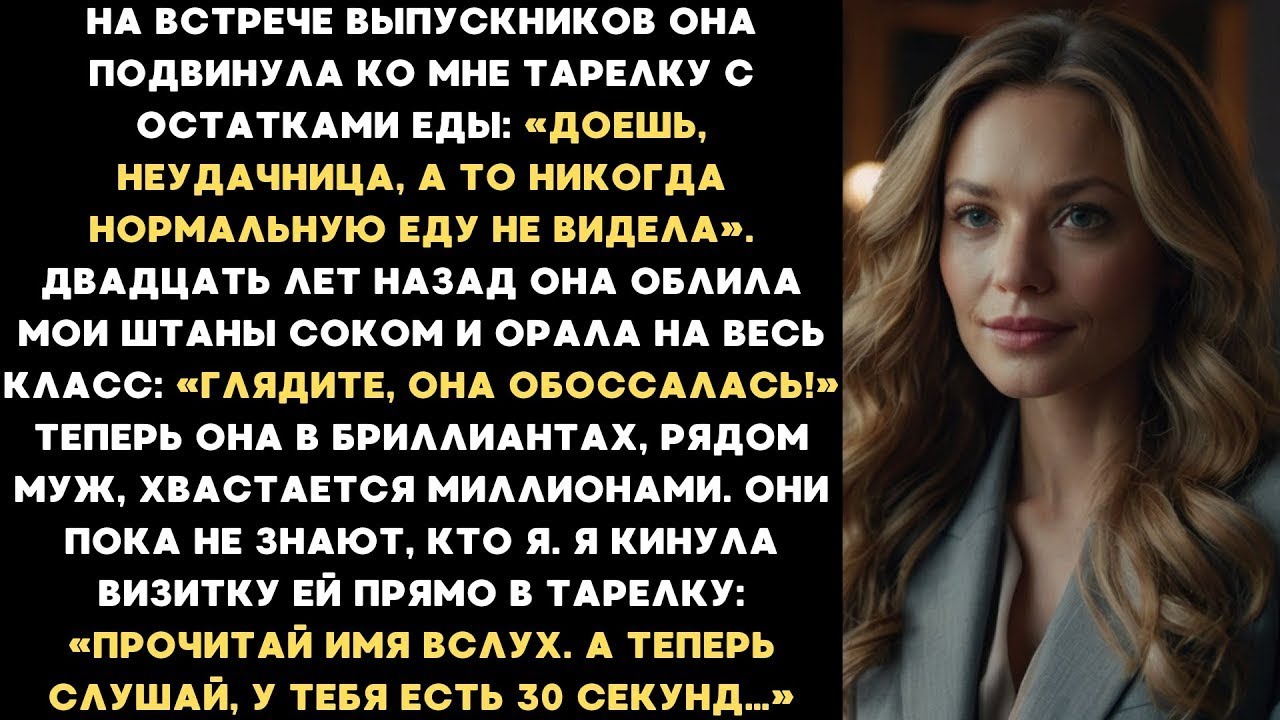 Доешь объедки, неудачница! — сказала одноклассница на встрече выпускников. Вскоре её муж умолял меня