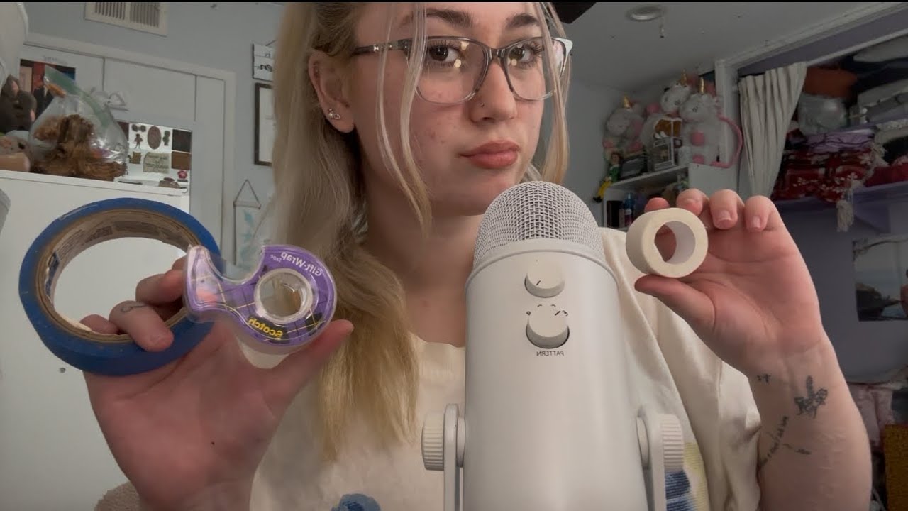 Tape on the Mic 💤  |ASMR| *different tape, brushing the mic and whispers 