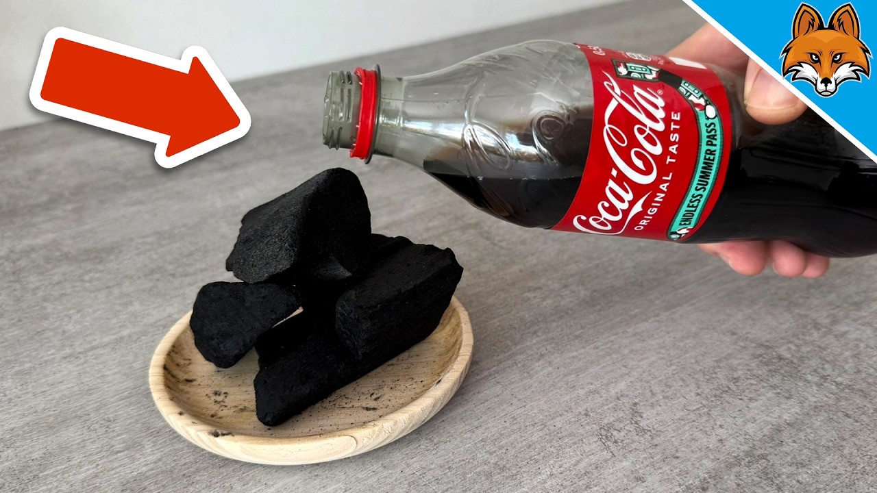 Etwas UNGLAUBLICHES passiert wenn du Cola &uuml;ber Holzkohle kippst🤯💥