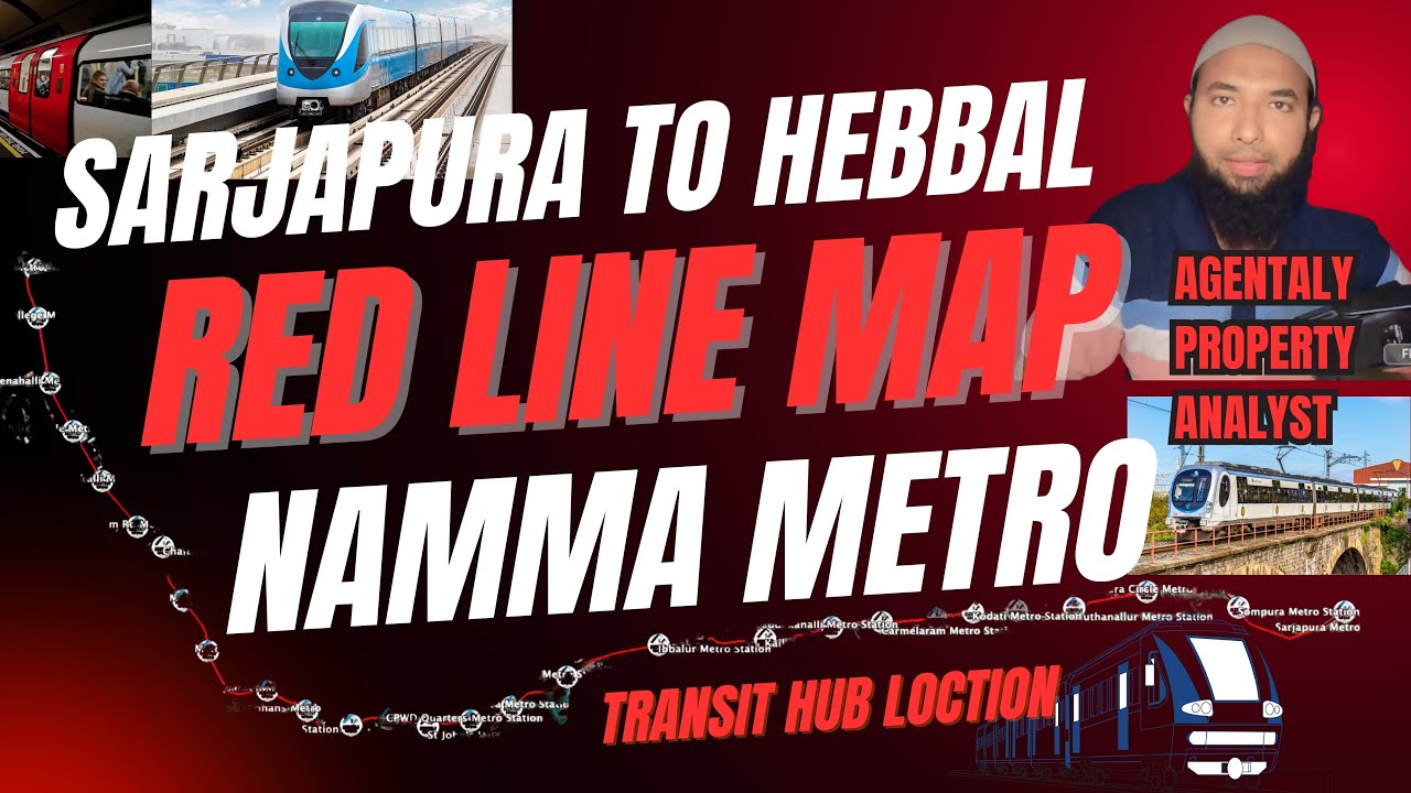 Карта маршрута метро от Сарджапура до Хеббала, красная линия | Фаза 3А | Метро Намма, Бангалор 