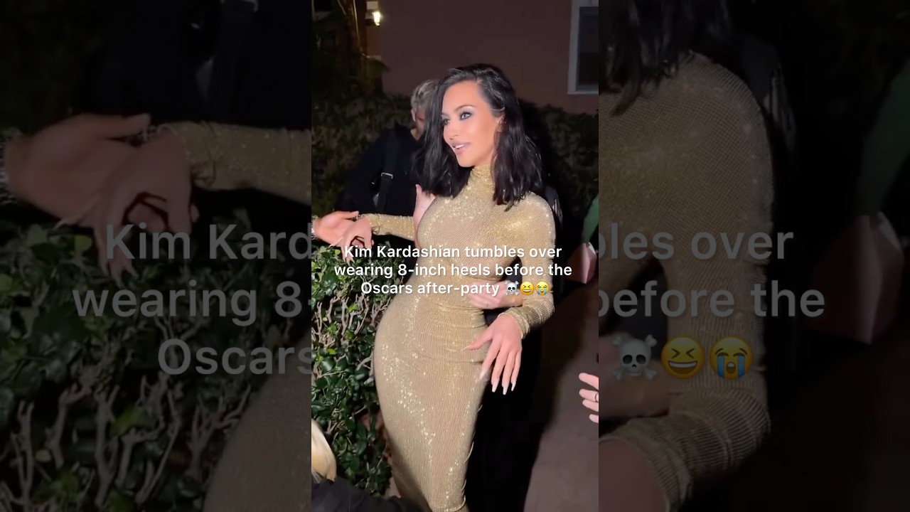 Ким Кардашьян упала на 8-дюймовых каблуках перед вечеринкой после церемонии вручения премии «Оска...