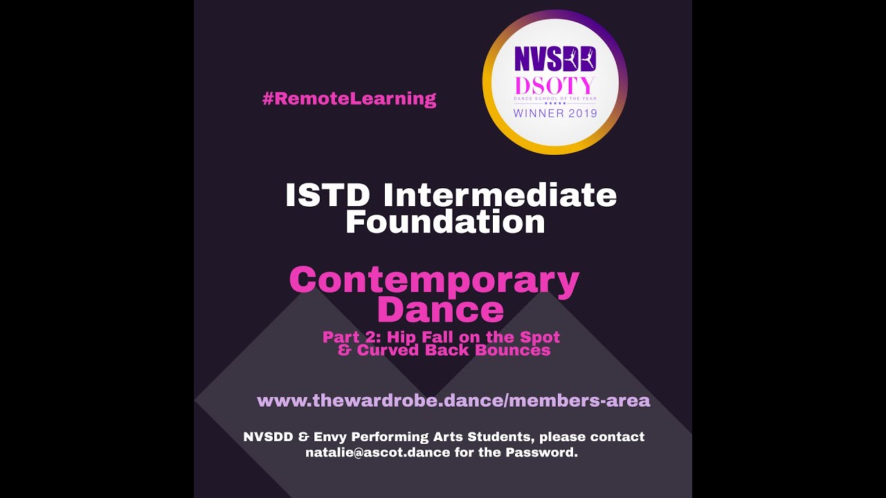 NVSDD #RemoteLearning ISTD Intermediate Foundation Contemporary Dance (Part 2)