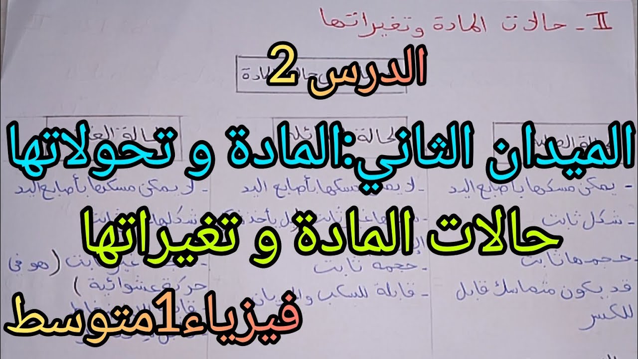 حالات المادة و تغيراتها فيزياء1متوسط