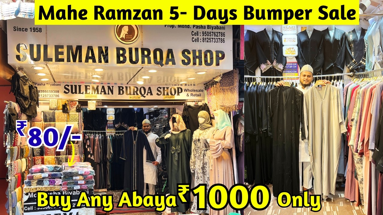 Mahe Ramzan 5 Days Bumper Offer ₹1000 Imported Zoom Fabric Arabian Abaya Stoles Nose Piece Charminar
