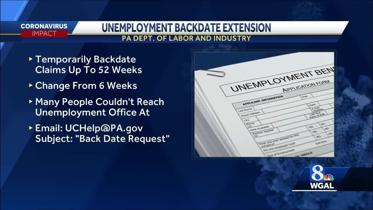 Unemployment claims in PA can be back dated