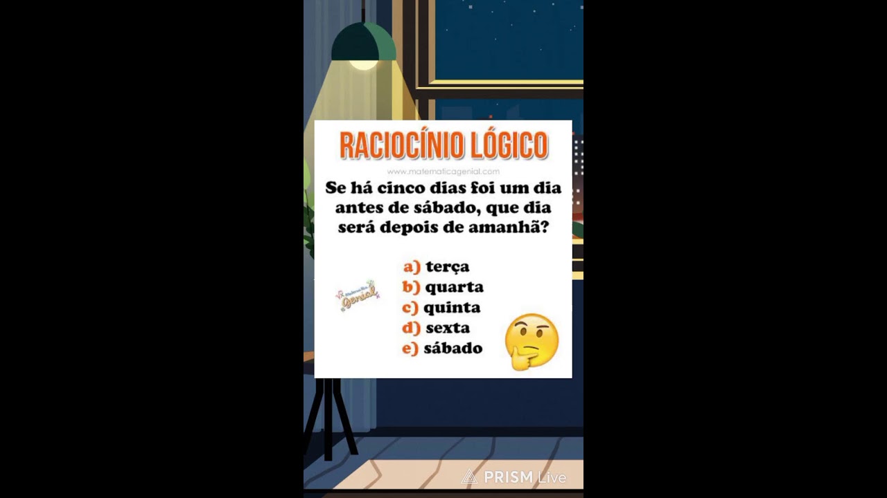 Raciocínio Lógico, boa noite abençoada pra todos, Live...