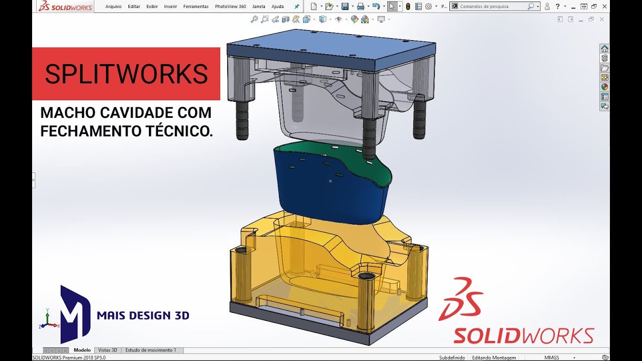 SPLITWORKS | EXTRAINDO MACHO CAVIDADE COM FECHAMENTO TEC. DE FORMA SIMPLES |  SOLIDWORKS
