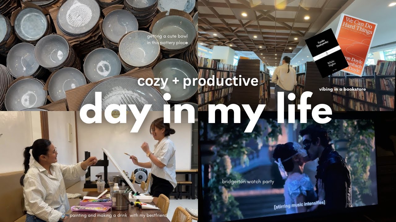 books, pottery & a bridgerton night — a cozy day in my life