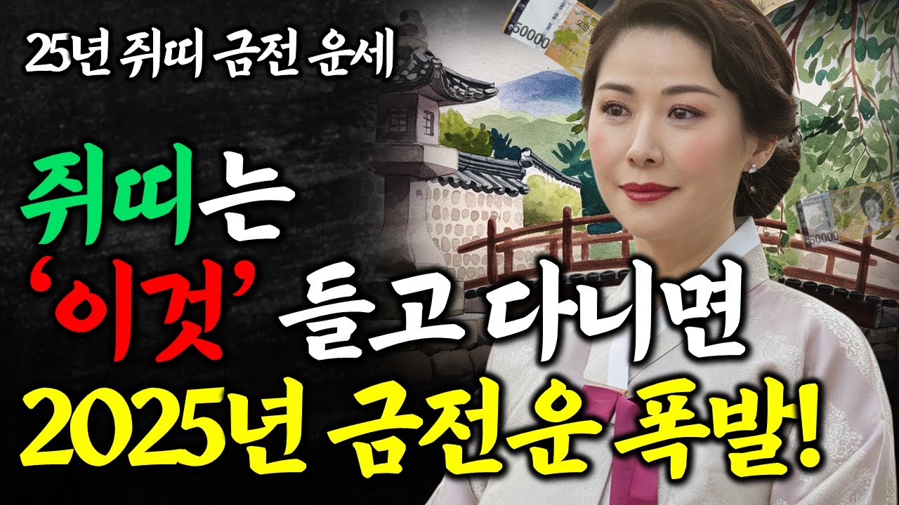 쥐띠 2025년 초대박납니다! 연초에 이거 꼭 들고 다니세요 금전운 대폭발해서 돈복 쏟아집니다 쥐띠금전운세 08년생 96년생 84년생 72년생 60년생 48년생 쥐띠 운세
