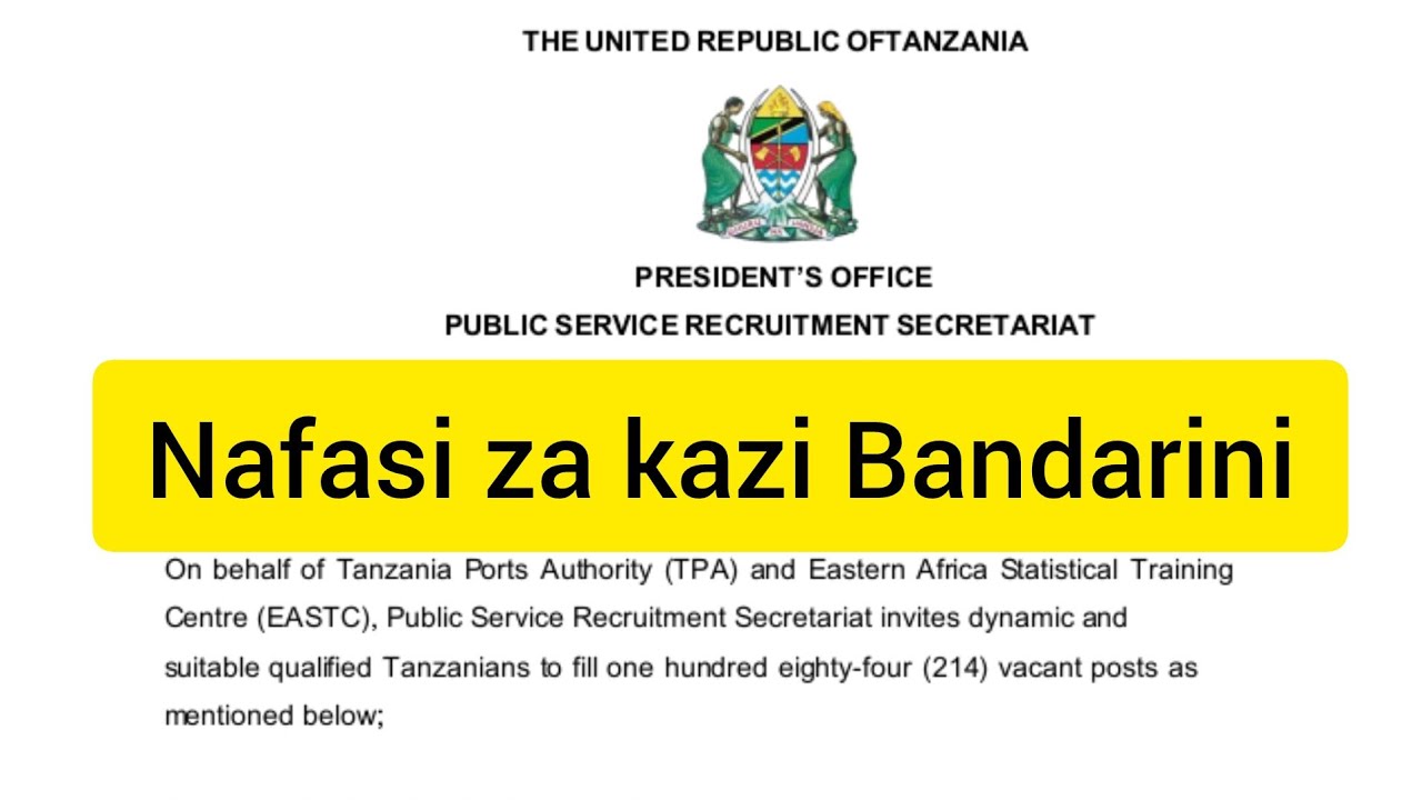 Nafasi za kazi Bandarini 2026/2027