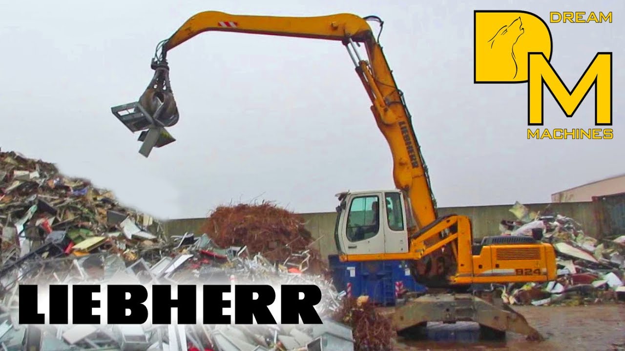 LIEBHERR 924 MOBILBAGGER LONG REACH BAGGER AUF SCHROTTPLATZ UMSCHLAGGERÄT DREAM MACHINES