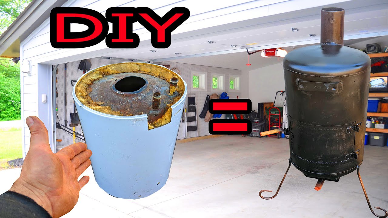 wood burning stove from an old water heater