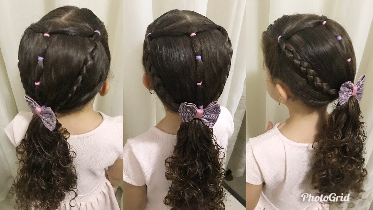 Penteado infantil para ESCOLA fácil e rápido com elásticos - Penteado escolar