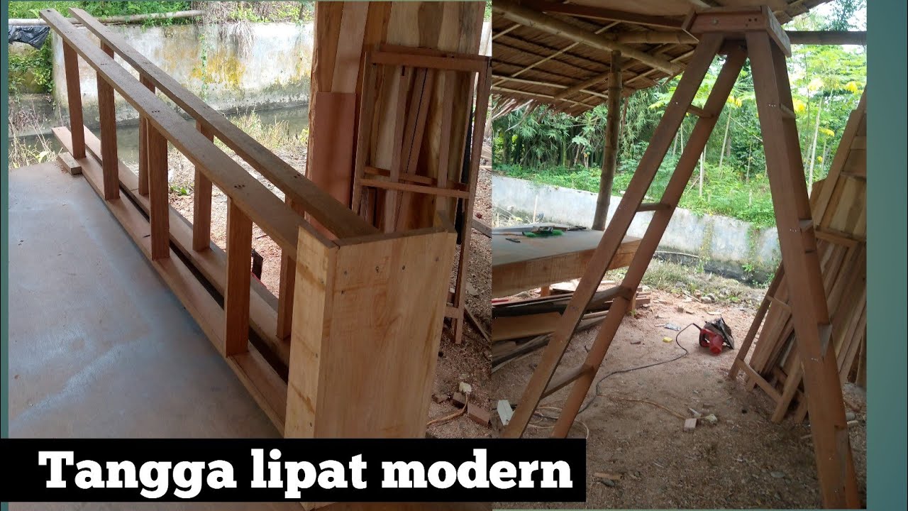 tutorial cara membuat tangga lipat dari kayu, Wood working