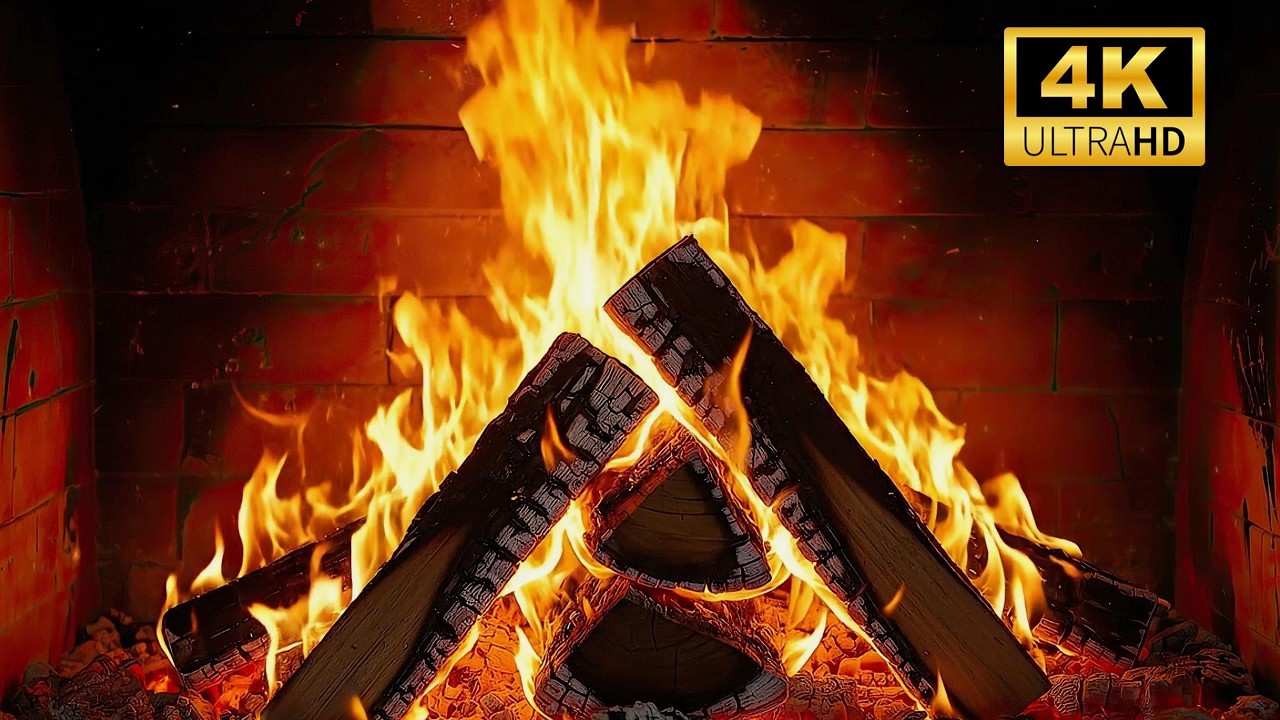 Peaceful Rustic Spring Cabin Fireplace 🔥 Soft Fire Crackles & Burning Woods for Chill Mood