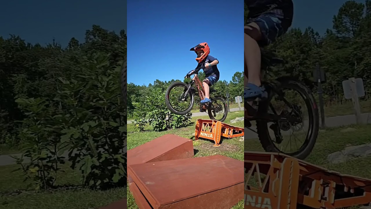 The NINJA MTB MACH 1 jump ramp 😎😎😎 @thegloverboysride take on a little yard jump sesh!