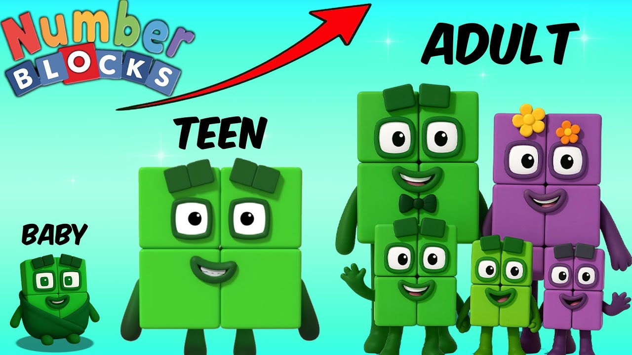 Персонажи NumberBlocks взрослеют, эволюция! 🔢🟩4️⃣ | Четыре, три, пять, два
