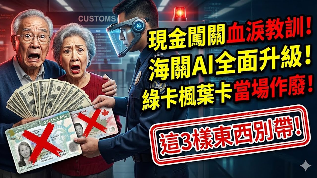 華人帶現金闖關的「血淚教訓」！海關AI系統全面升級，這3樣東西別再塞行李箱，小心綠卡楓葉卡當場作廢！#海關