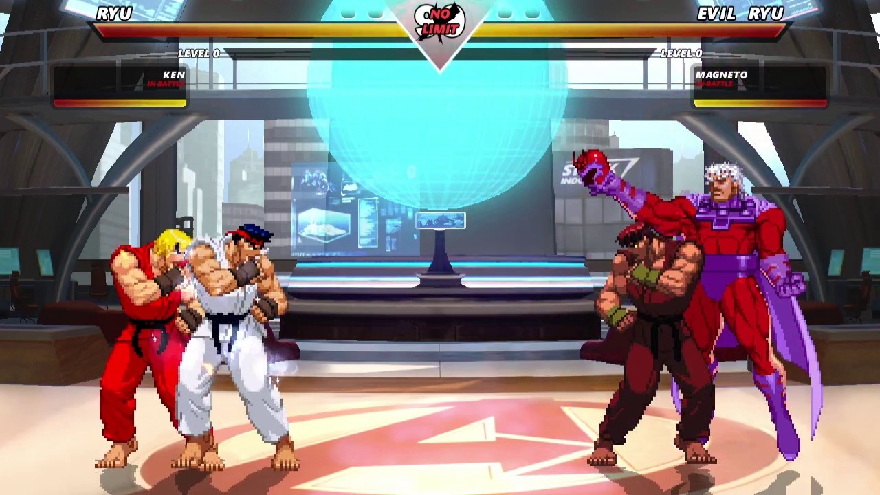 Ryu & Ken vs Evil Ryu & Magneto | Masters vs Darkness | Street Fighter 30th Anniversary M.U.G.E.N