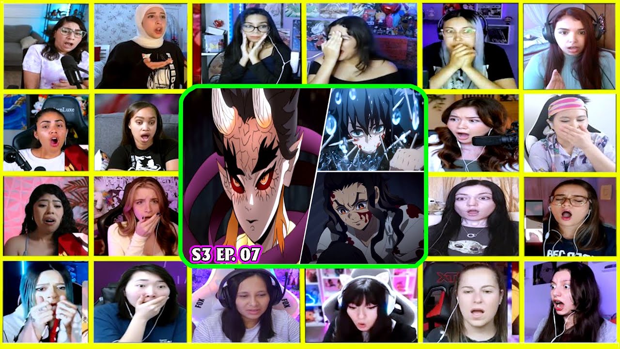 [海外の反応】Demon Slayer Season 3 Episode 7 Girls Reaction 鬼滅の刃 刀鍛冶の里編 7話 女の子リアクション-Hantengu & HAGANEZUKA