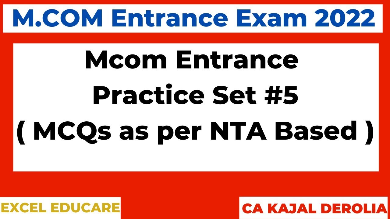 MCOM Entrance Practice Set#5 | MCQs as per NTA | Mcom Entrance Exam 2022 | Commerce |
