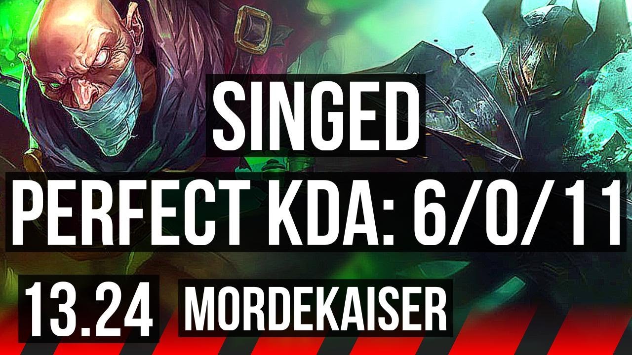 SINGED vs MORDEKAISER (TOP) | 6/0/11, 1000+ games, Dominating | KR Master | 13.24