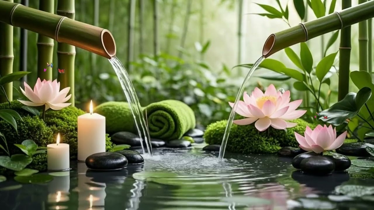 Relaxing Music with Bamboo Water Sounds 🌿 Cures Insomnia, Calms Anxiety & Depression, Sleeps Well