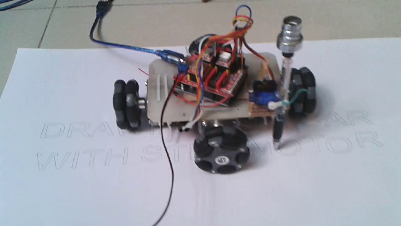 Draw Pen Car With Step Motor and Omni Wheels Text