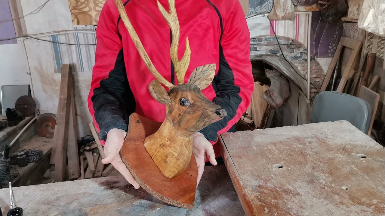 How to carve a wooden deer head | Wooden deer head carving