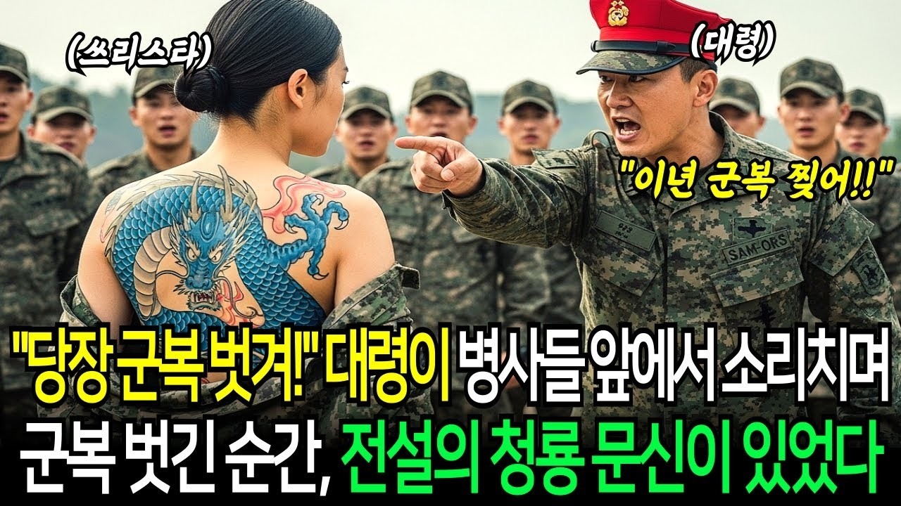 당장 군복 벗겨!  대령이 병사들 앞에서 소리치며 여군의 군복을 벗긴 순간, 전설의 청룡 문신이 있었다   노후이야기   노후사연