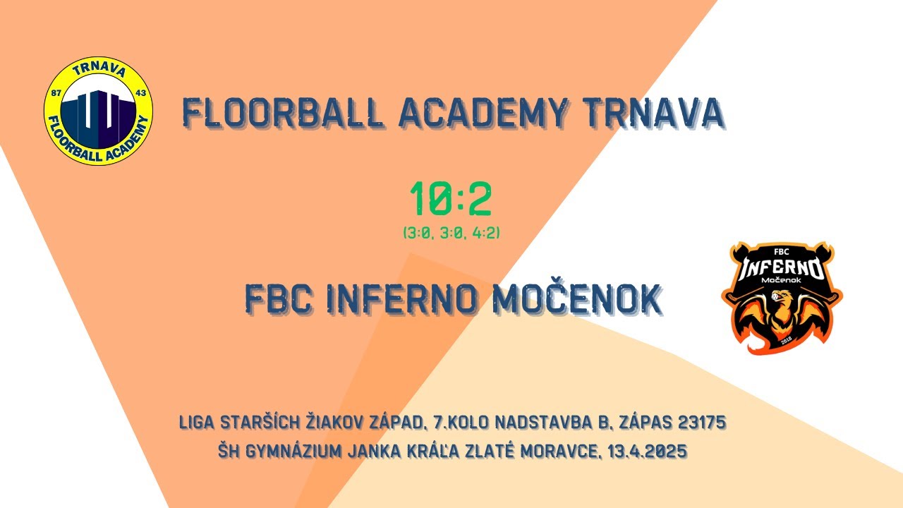 U15 - Floorball Academy Trnava vs FBC Inferno Močenok 10:2 (13.4.2025)