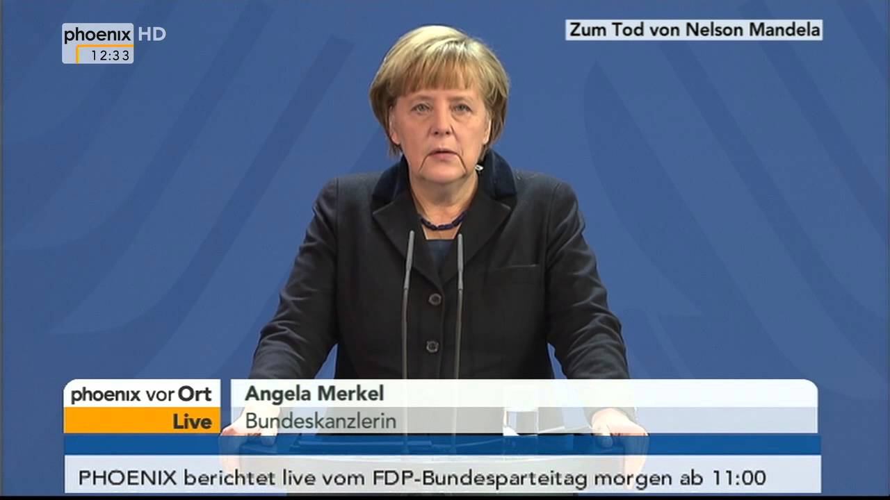 Tod von Nelson Mandela -  Statement von Angela Merkel am 06.12.2013