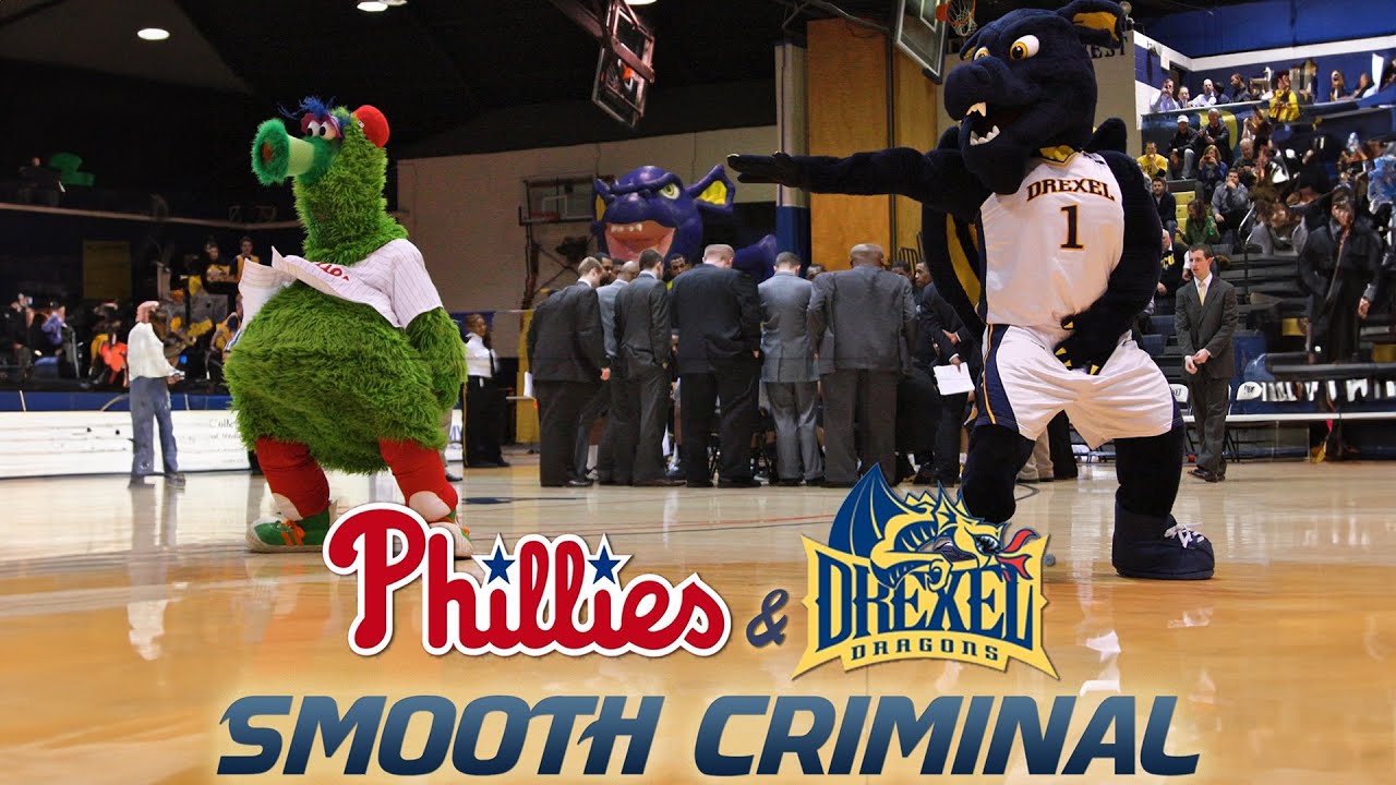 Phillie Phanatic & Drexel Mascot - Smooth Criminal Dance during timeout