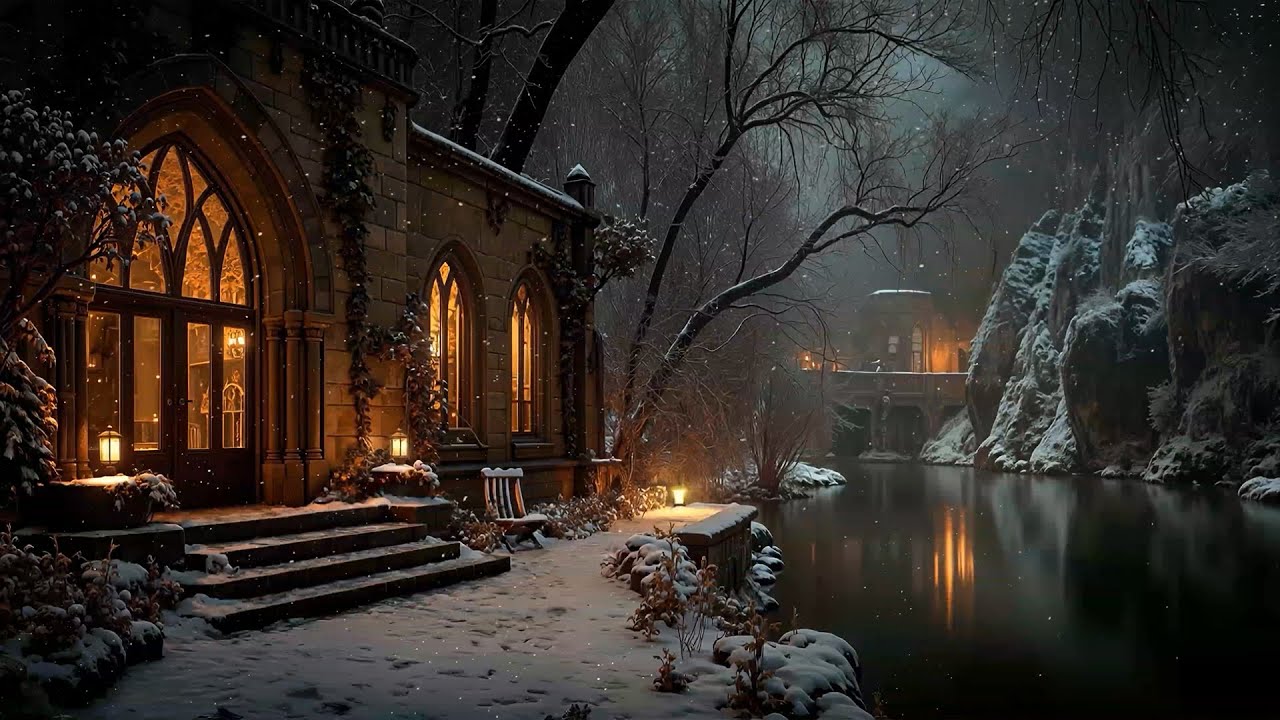 Snowy Night at the Old Library | Dark Academia Music - Warm Lights and Silent Thoughts ❄️