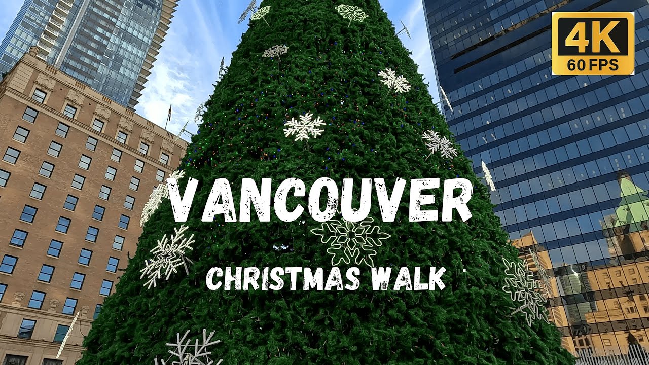 Vancouver Downtown Christmas Walk 🎄🚶| Canada 🇨🇦, BC | Festive Lights & Holiday Atmosphere | 4K