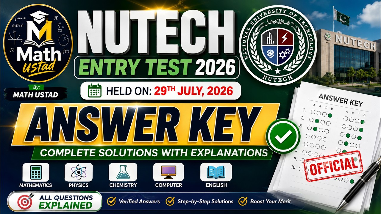 NUTECH 2026 Answer Key | Mathematics, Physics, English Solved | 29 July Paper