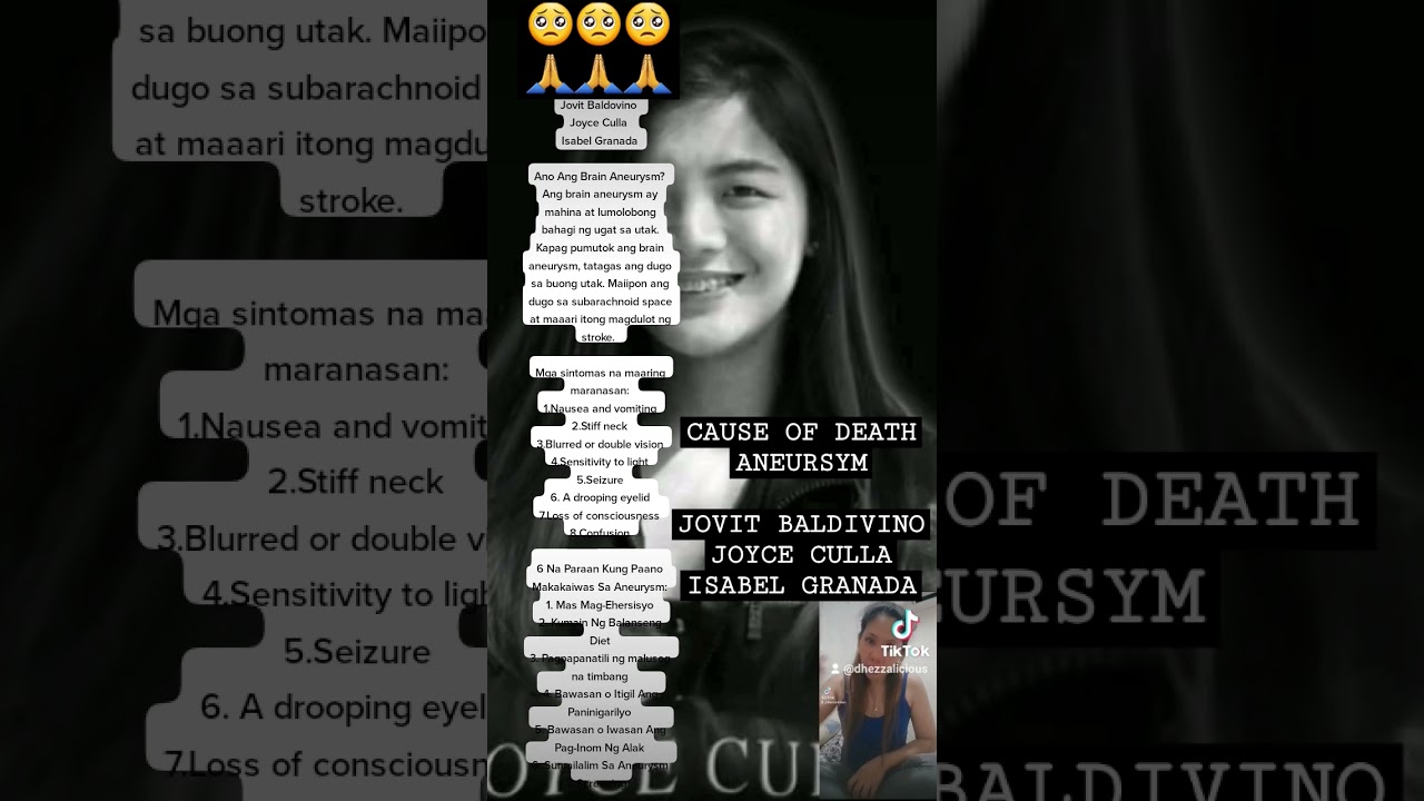 Jovit Baldivino🙏Isabel Granada 🙏Joyce Culla🙏cause of death🥺aneurysm