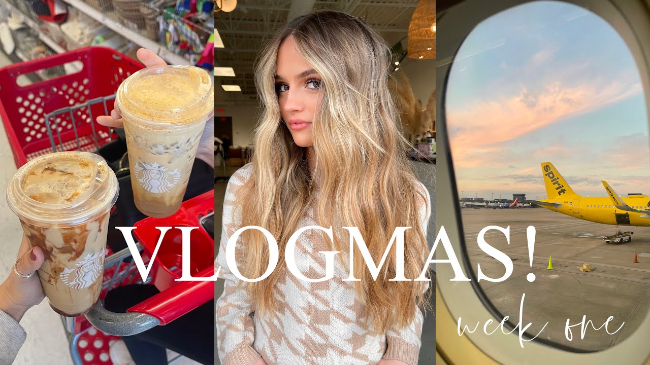 VLOGMAS WEEK 1! traveling for NEW HAIR, cute outfits, target shopping ❄️