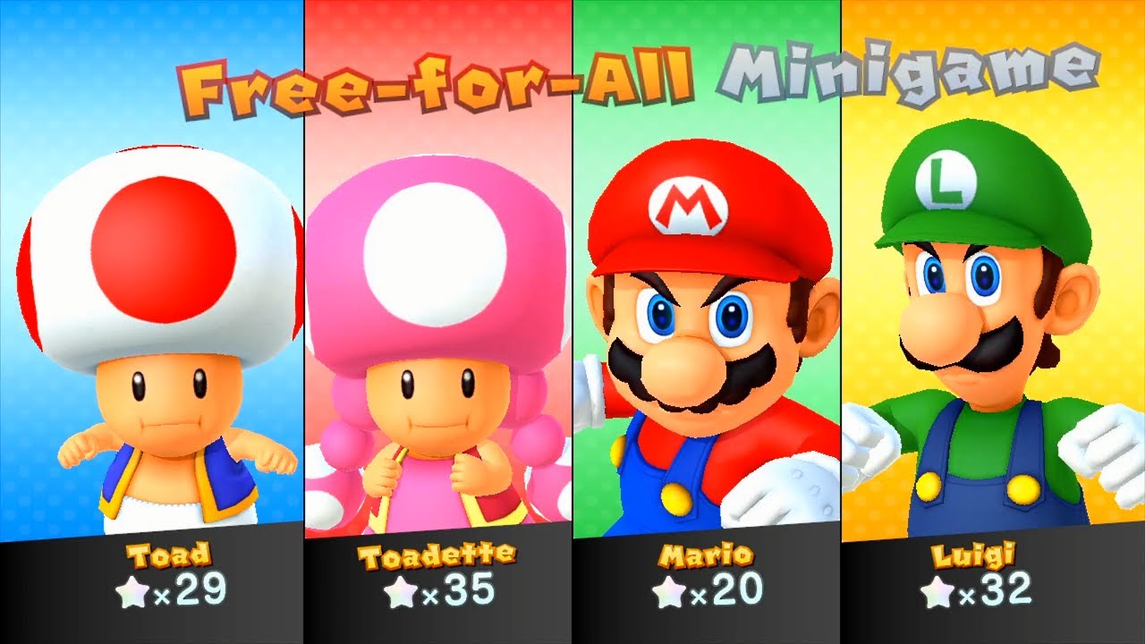 Mario Party 10 - Mushroom Park - Toad vs Toadette vs Mario vs Luigi (Master CPU)