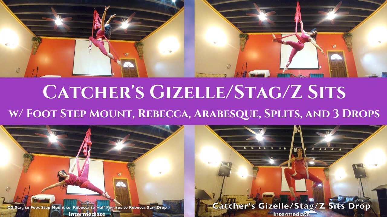 Aerial Sling Catcher's Gizelle/Stag/Z sits into Rebecca, Rebecca Splits, Pegasus & 3 drops