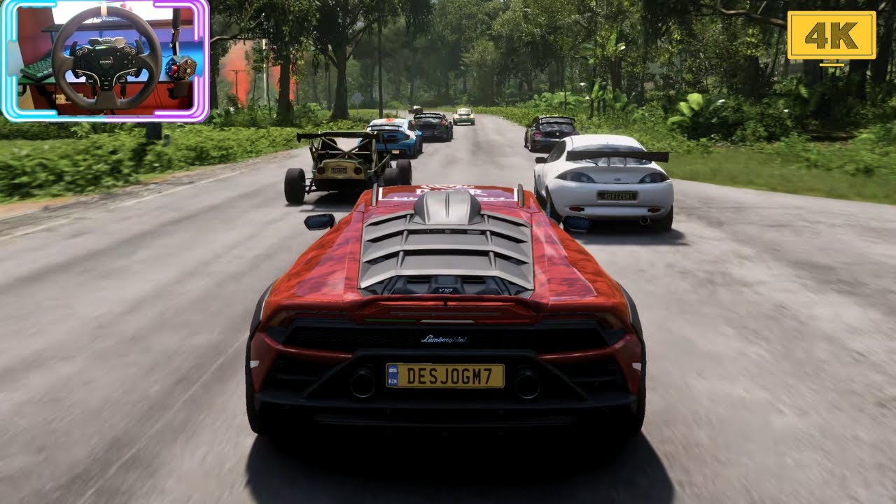 Lamborghini Huracan Sterrato VS Rally Monsters - Forza Horizon 5 / Moza R3 SteeringWheel 4k Gameplay