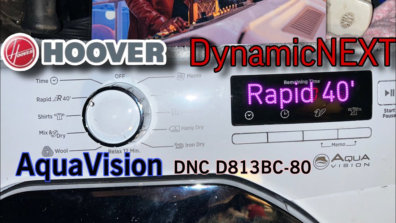 Hoover DynamicNEXT DNC D813BC-80 AquaVision Condenser Dryer - Rapid 40'