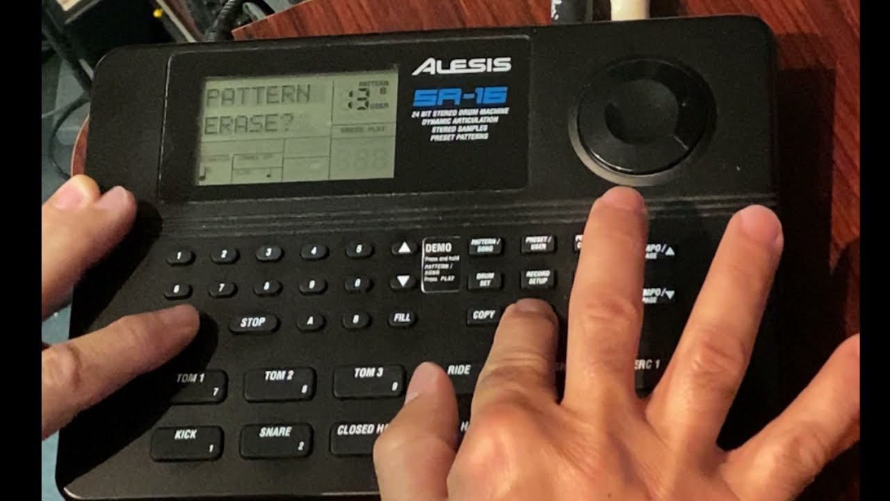 How to change the beat length on an Alesis SR 16 drum machine.