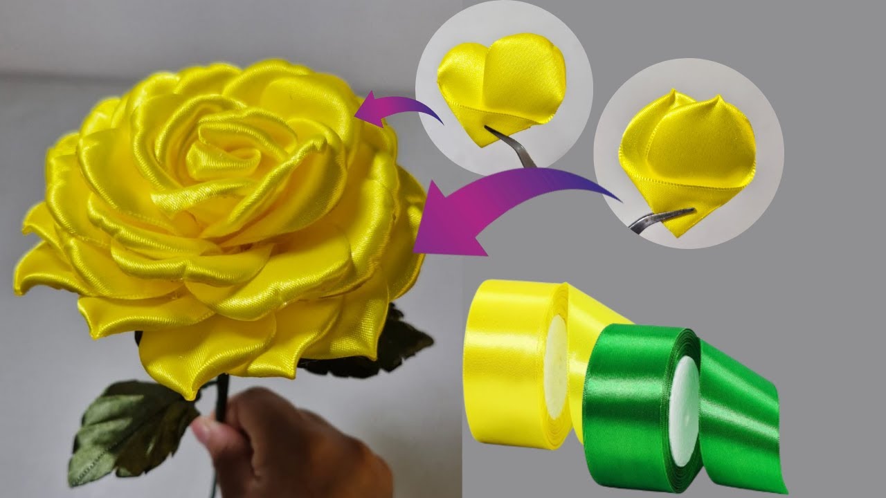 como hacer flores de list&oacute;n / tutorial de rosas eternas paso a paso