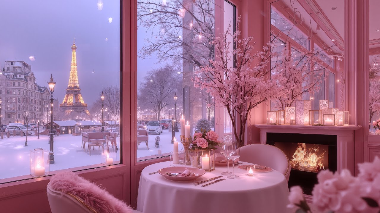 Romantic Paris Lounge ✨ Piano Music & Cozy Fireplace Ambience for Relaxation, Inner Peace